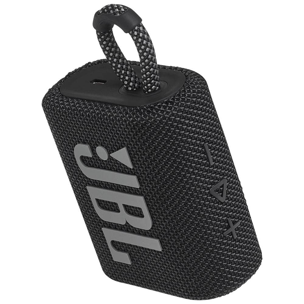 JBL Go 3 Wireless Portable Bluetooth Mini Speaker, Small Speaker with Pro Sound, Vibrant Colors with Rugged Fabric Design, Lightweight IP67 Waterproof, Type C Interface (Without Mic, Black) - View 2