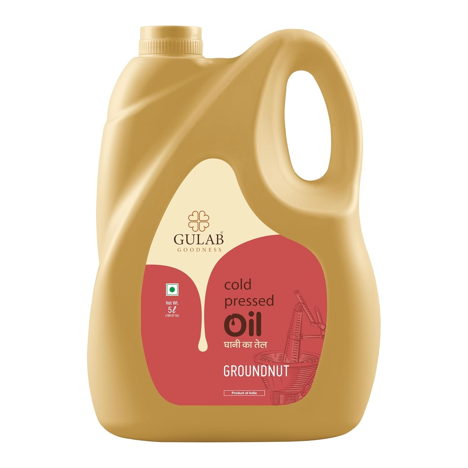 Gulab Cold Pressed Groundnut Oil - 5 Litre | Peanut Oil | Sing Tel | Kolhu/Kachhi Ghani/Chekku/Wood Pressed | Natural Cooking Oil | Chemical Free - View 7