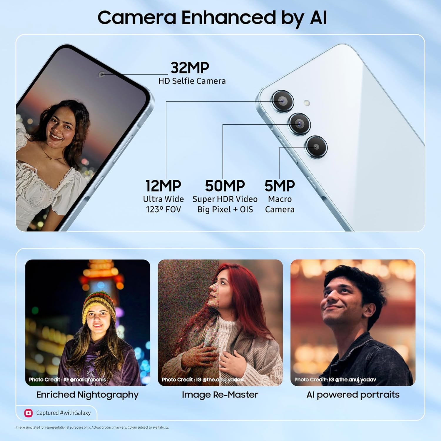 Samsung Galaxy A55 5G (Awesome Iceblue, 8GB RAM, 256GB Storage) | AI | Metal Frame | 50 MP Main Camera (OIS) | Super HDR Video| Nightography | IP67 | Corning Gorilla Glass Victus+ | sAMOLED Display - View 6